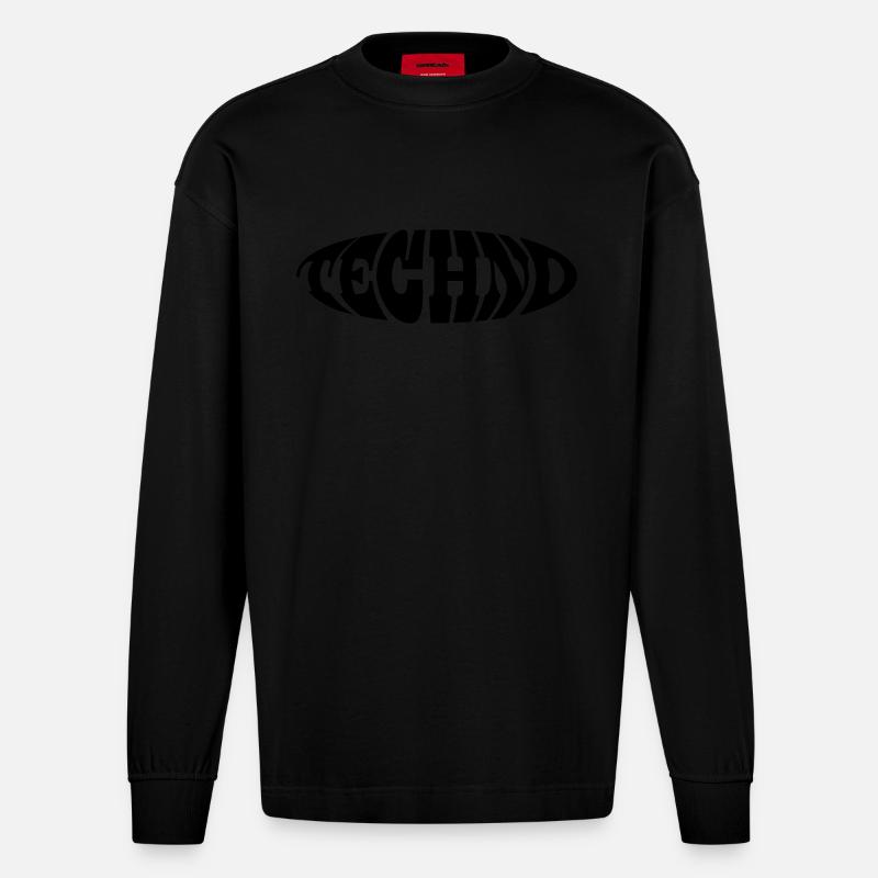 Techno Spruch Geschenk - Heavyweight Oversized Organic Langarmshirt Made in EU - SOLID BLACK