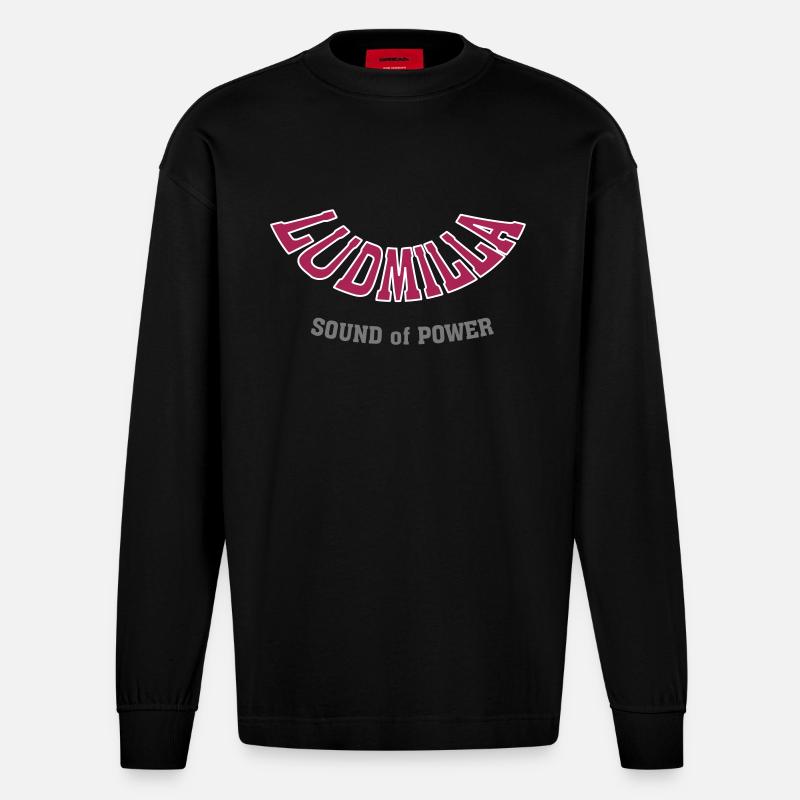 Lettrage Ludmilla Son de puissance - Manches longues bio épais oversize fabriqué en UE - SOLID BLACK