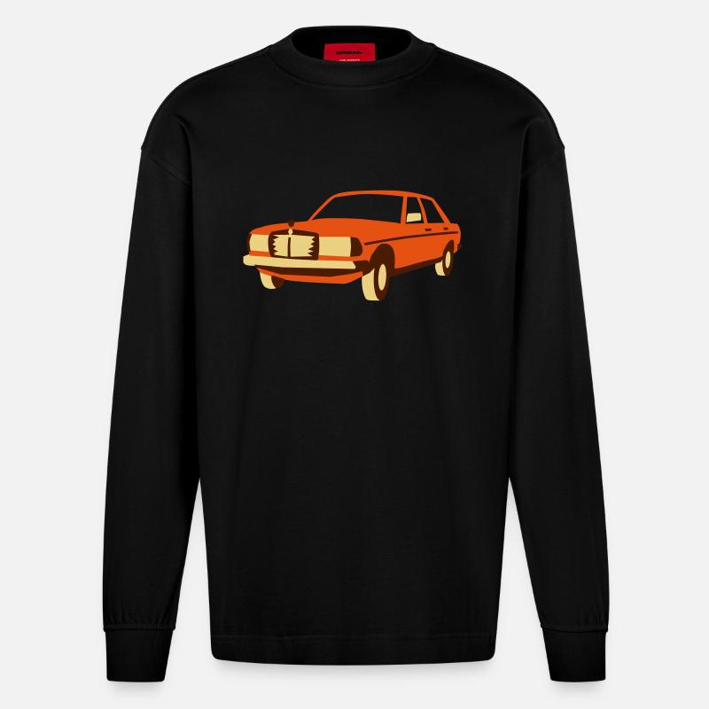 W123 Oldtimer - Heavyweight Oversized Organic Langarmshirt Made in EU - SOLID BLACK