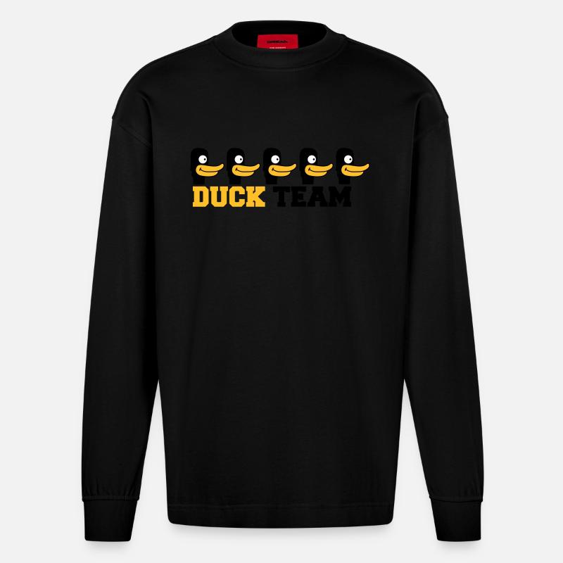 Duck Team - Heavyweight Oversized Organic Longsleeve Shirt Made in EU - SOLID BLACK