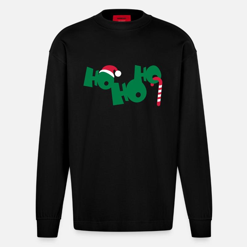 ho ho ho - Manches longues bio épais oversize fabriqué en UE - SOLID BLACK