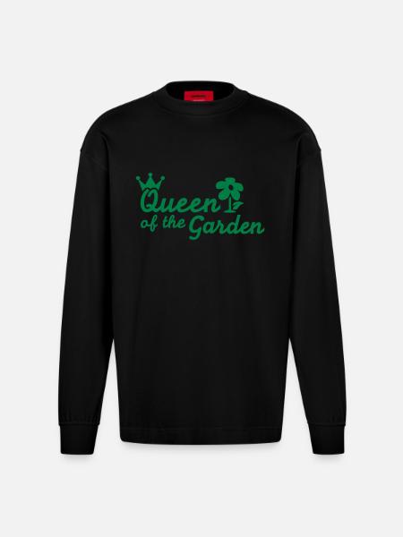Queen of the garden - Heavyweight Oversized Organic Longsleeve Shirt Made in EU - SOLID BLACK