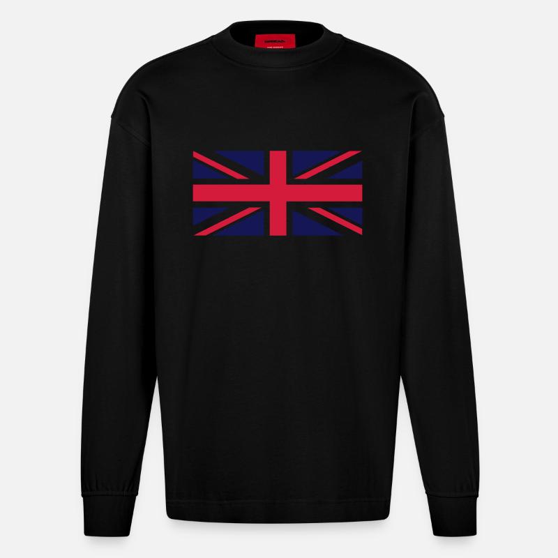 Union Jack - Heavyweight Oversized Organic Longsleeve Shirt Made in EU - SOLID BLACK