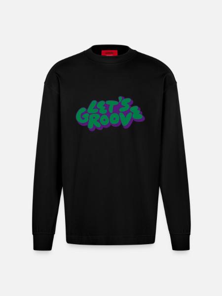 Let's groove - Manches longues bio épais oversize fabriqué en UE - SOLID BLACK