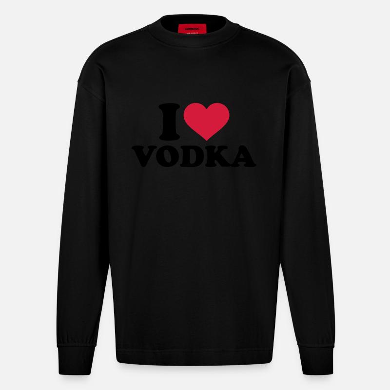 Wodka - Heavyweight Oversized Organic Langarmshirt Made in EU - SOLID BLACK