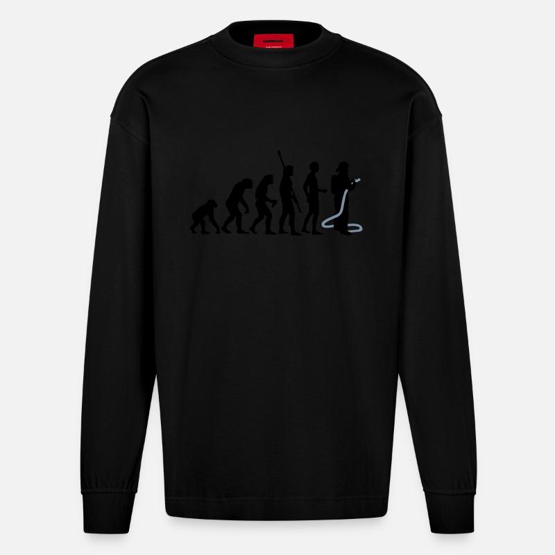 evolution firefighter - Heavyweight Oversized Organic Longsleeve Shirt Made in EU - SOLID BLACK