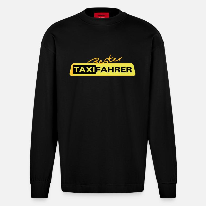 Bester Taxifahrer 1 - Heavyweight Oversized Organic Langarmshirt Made in EU - SOLID BLACK