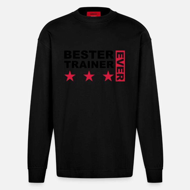 Bester Trainer - V2 - Heavyweight Oversized Organic Langarmshirt Made in EU - SOLID BLACK