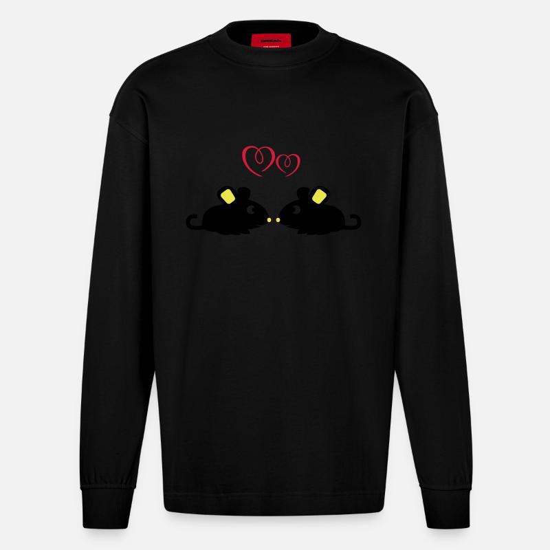 süße mäuse - Heavyweight Oversized Organic Langarmshirt Made in EU - SOLID BLACK