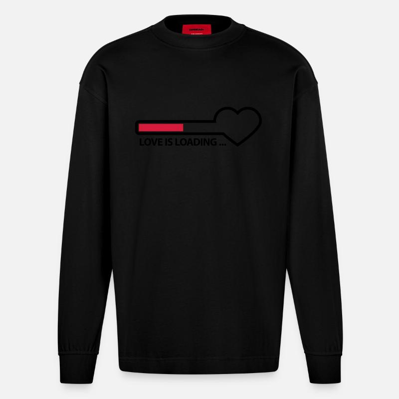 love_is_loading_2c - Heavyweight Oversized Organic Langarmshirt Made in EU - SOLID BLACK