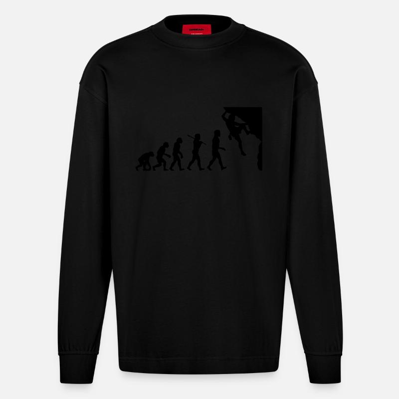 Rock Climbing Evolution - Manches longues bio épais oversize fabriqué en UE - SOLID BLACK