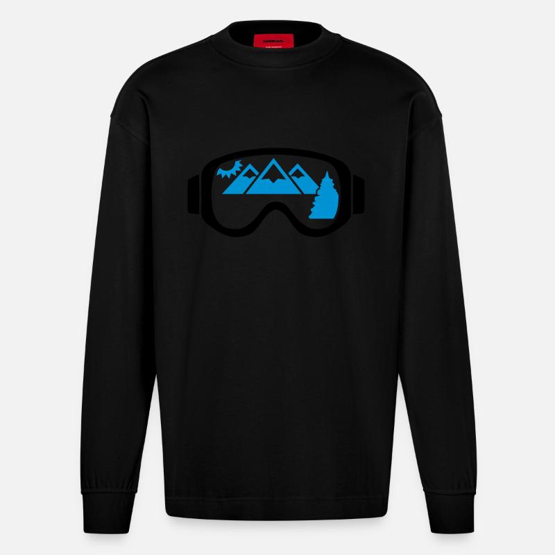 Skibrille - Heavyweight Oversized Organic Langarmshirt Made in EU - SOLID BLACK