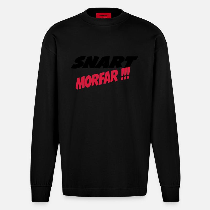 Snart morfar !! - Heavyweight Oversized Organic Langarmshirt Made in EU - SOLID BLACK