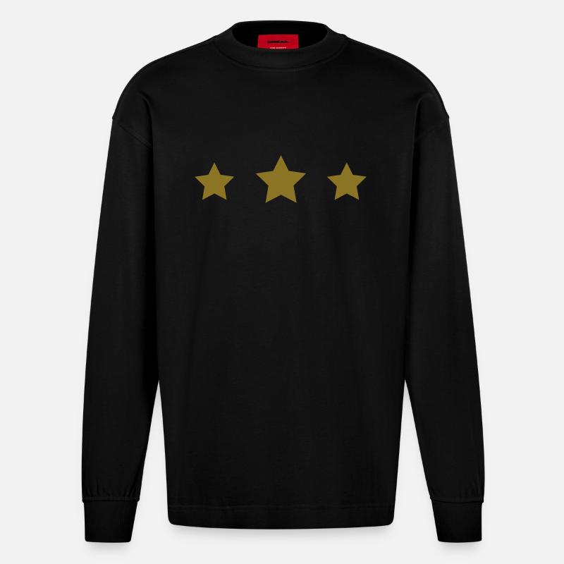 Sterne - Heavyweight Oversized Organic Langarmshirt Made in EU - SOLID BLACK