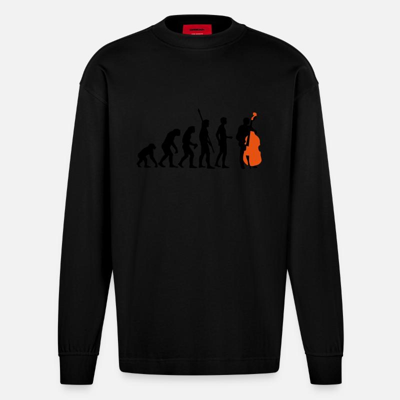 evolution_bass_2c - Heavyweight Oversized Organic Langarmshirt Made in EU - SOLID BLACK