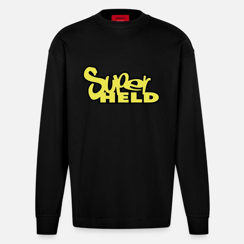 superheld - Heavyweight Oversized Organic Langarmshirt Made in EU - SOLID BLACK
