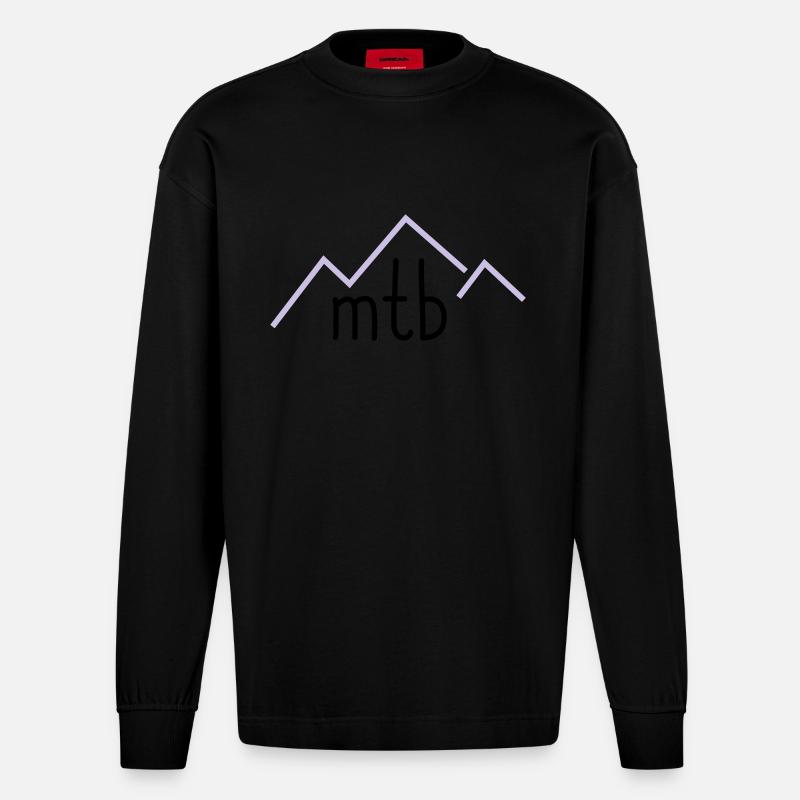 mtb text + berge - Heavyweight Oversized Organic Langarmshirt Made in EU - SOLID BLACK