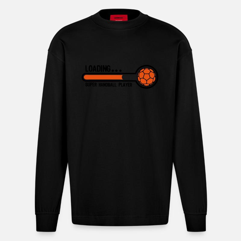 handball loading super player1 - Manches longues bio épais oversize fabriqué en UE - SOLID BLACK
