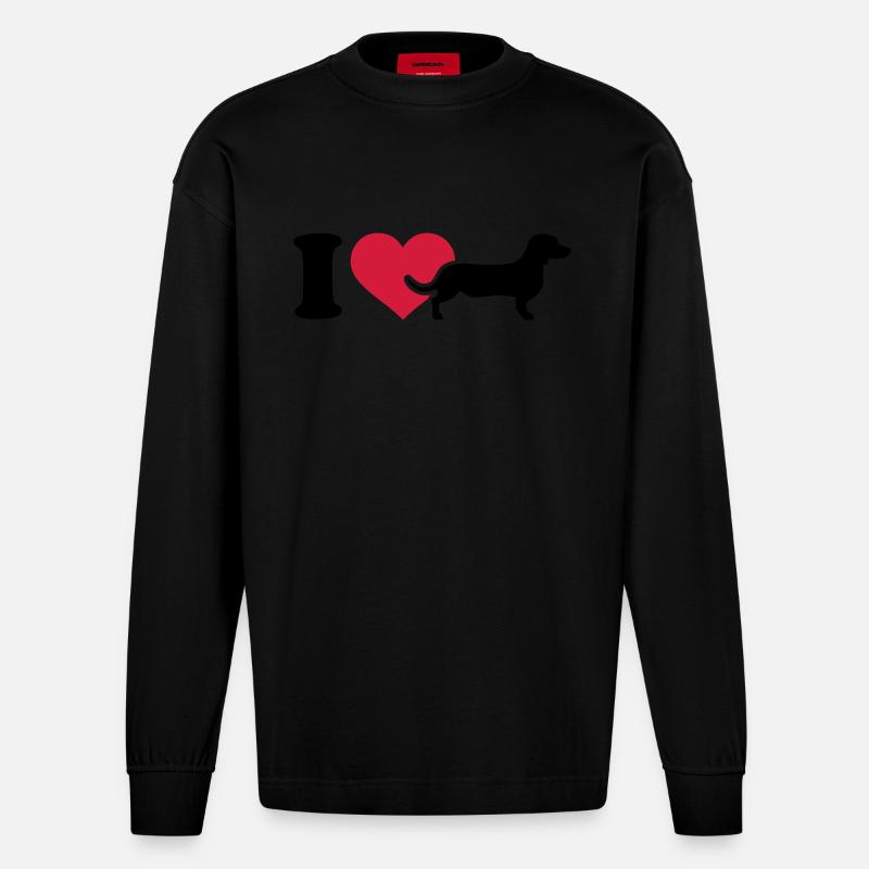 Dackel - Heavyweight Oversized Organic Langarmshirt Made in EU - SOLID BLACK