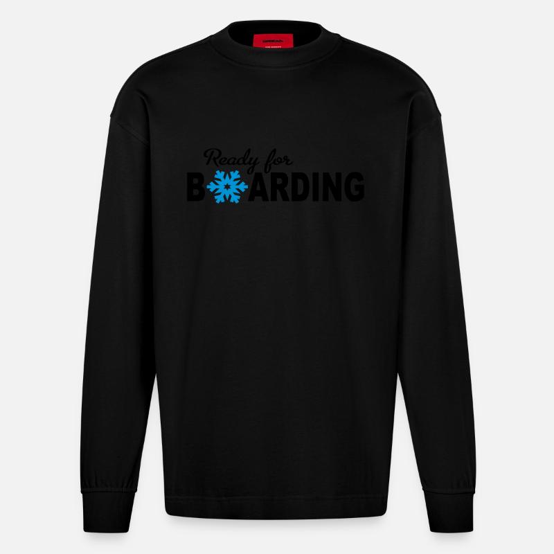 Snowboard - Heavyweight Oversized Organic Langarmshirt Made in EU - SOLID BLACK
