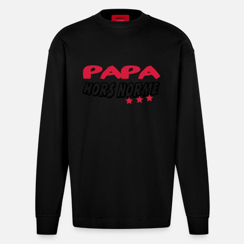 PAPA HORS NORME - Manches longues bio épais oversize fabriqué en UE - SOLID BLACK