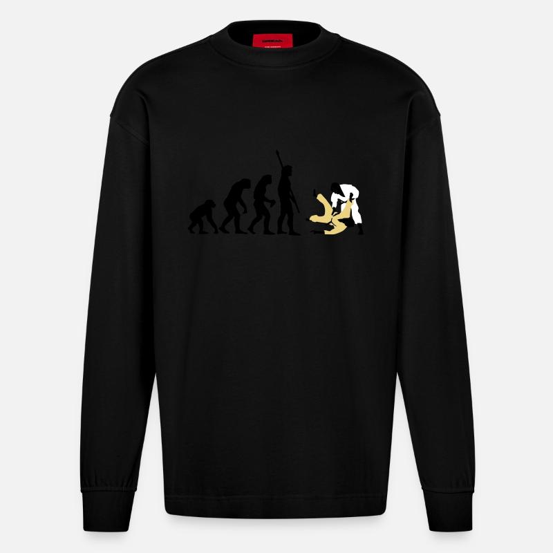 evolution_judo_a_3c - Heavyweight Oversized Organic Langarmshirt Made in EU - SOLID BLACK