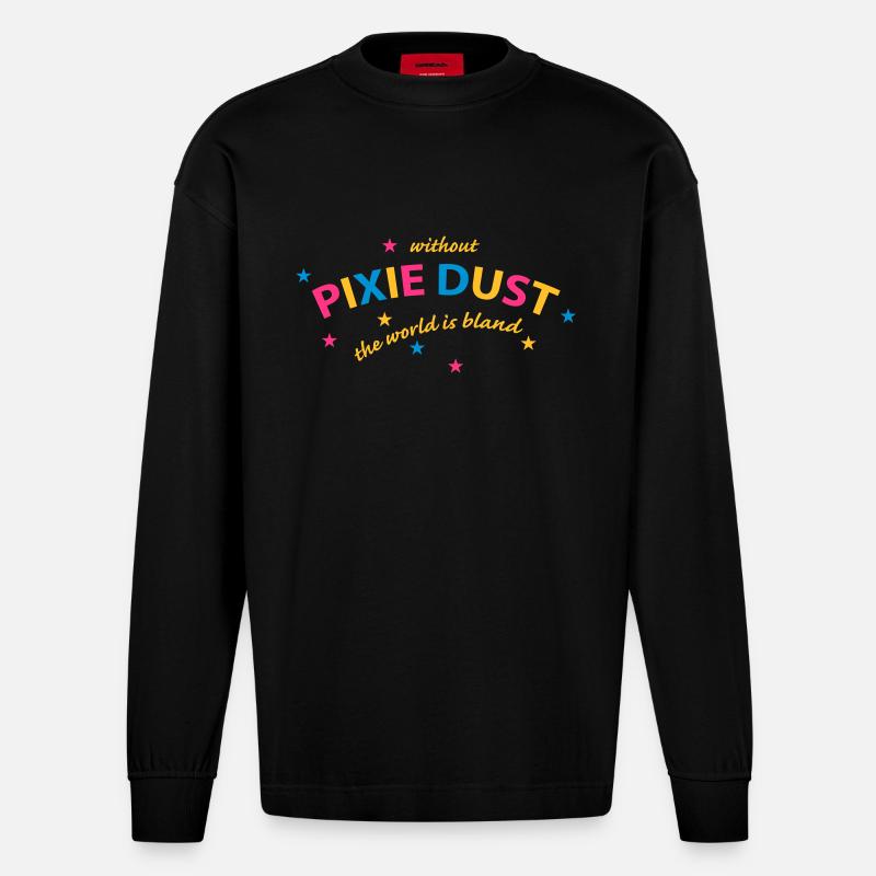 pixie dust (b) - Heavyweight Oversized Organic Langarmshirt Made in EU - SOLID BLACK