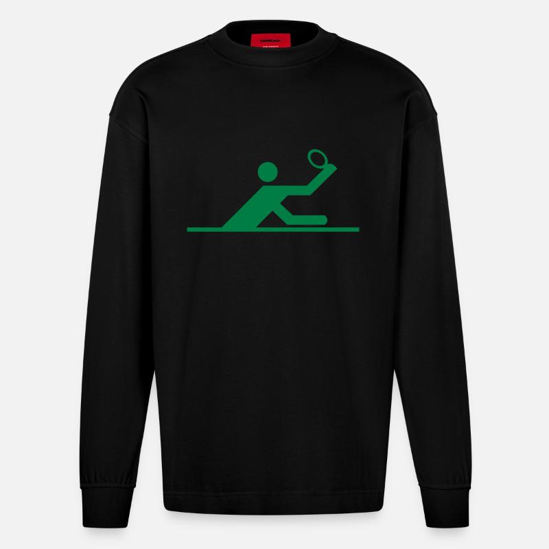 _tabletennis_01 - Heavyweight Oversized Organic Langarmshirt Made in EU - SOLID BLACK