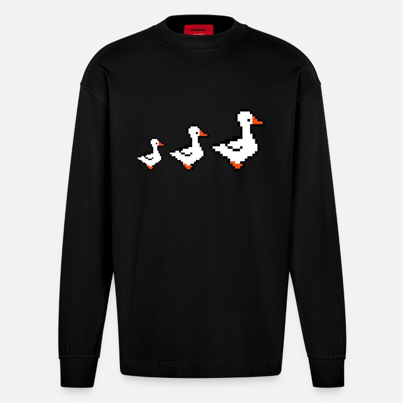 Canards pixellisés - Manches longues bio épais oversize fabriqué en UE - SOLID BLACK