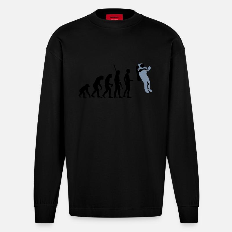 evolution_astronaut_2c - Heavyweight Oversized Organic Langarmshirt Made in EU - SOLID BLACK