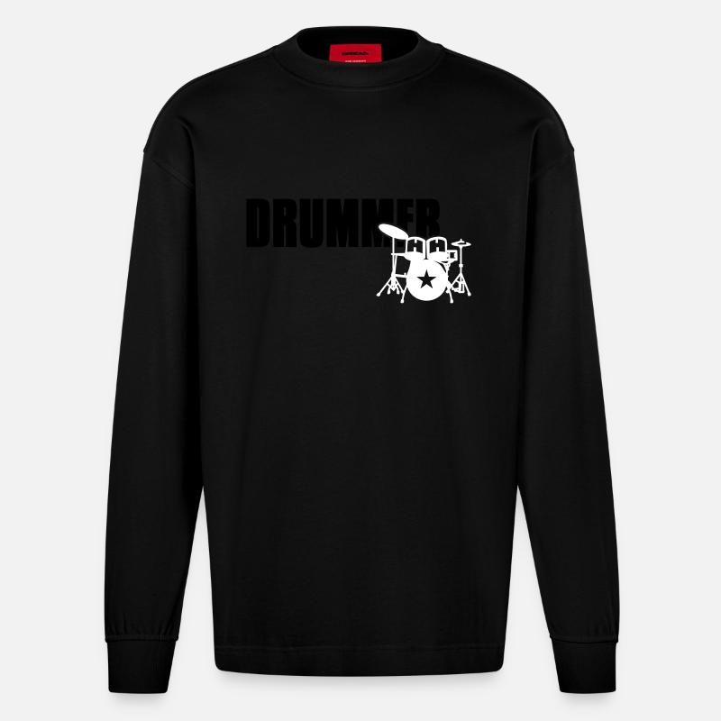 drummer - Heavyweight Oversized Organic Langarmshirt Made in EU - SOLID BLACK