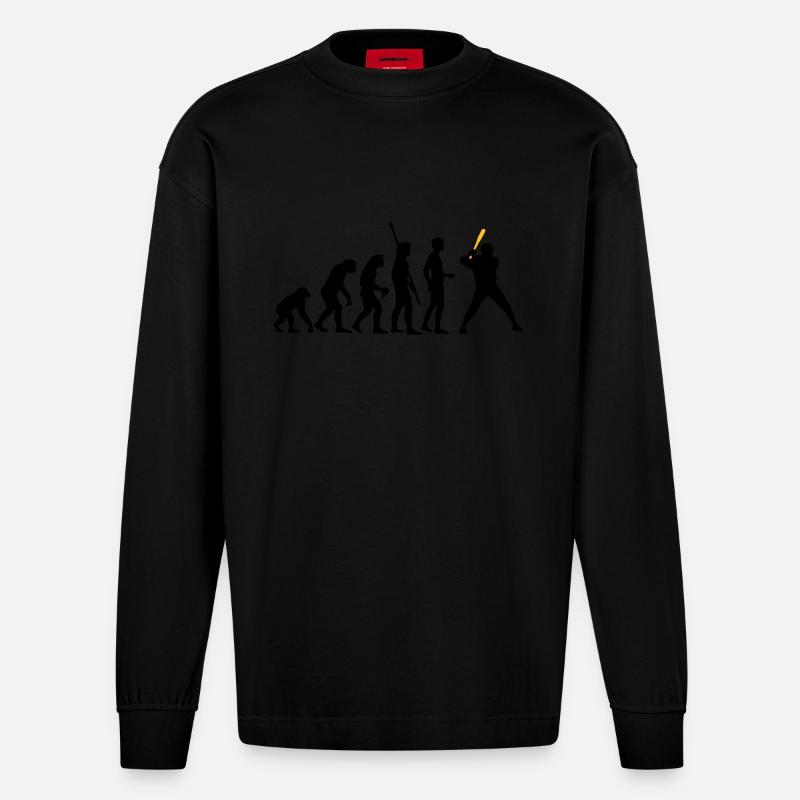 evolution_baseball_2c - Heavyweight Oversized Organic Langarmshirt Made in EU - SOLID BLACK