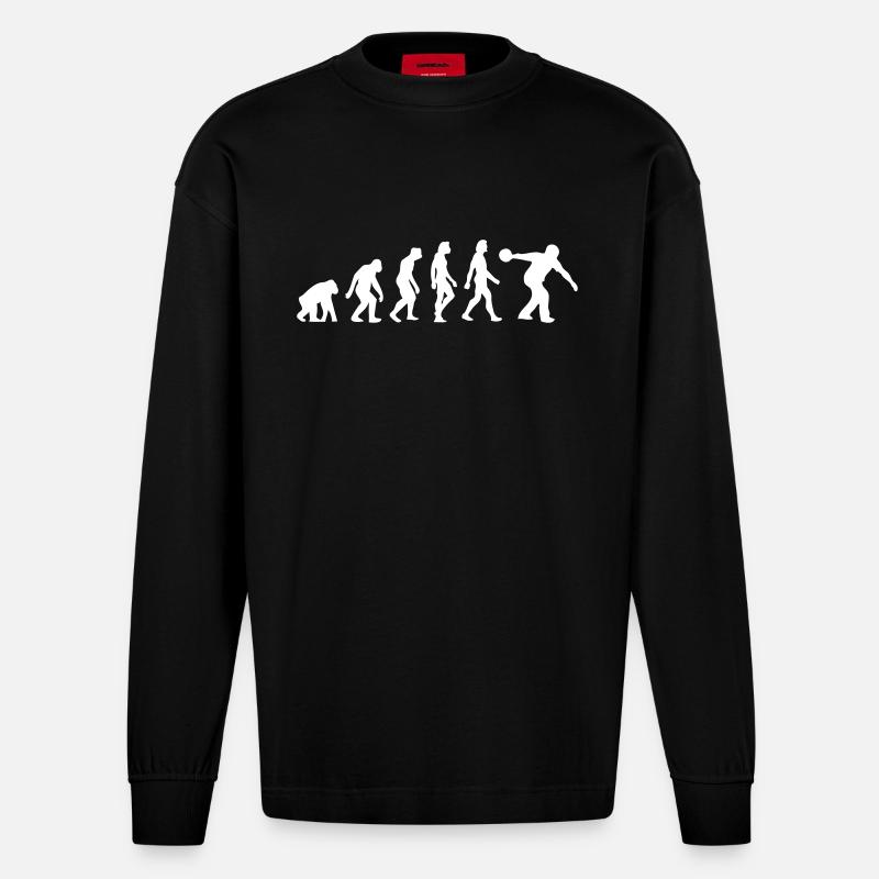 Die Evolution des Bowlingspiels - Heavyweight Oversized Organic Langarmshirt Made in EU - SOLID BLACK