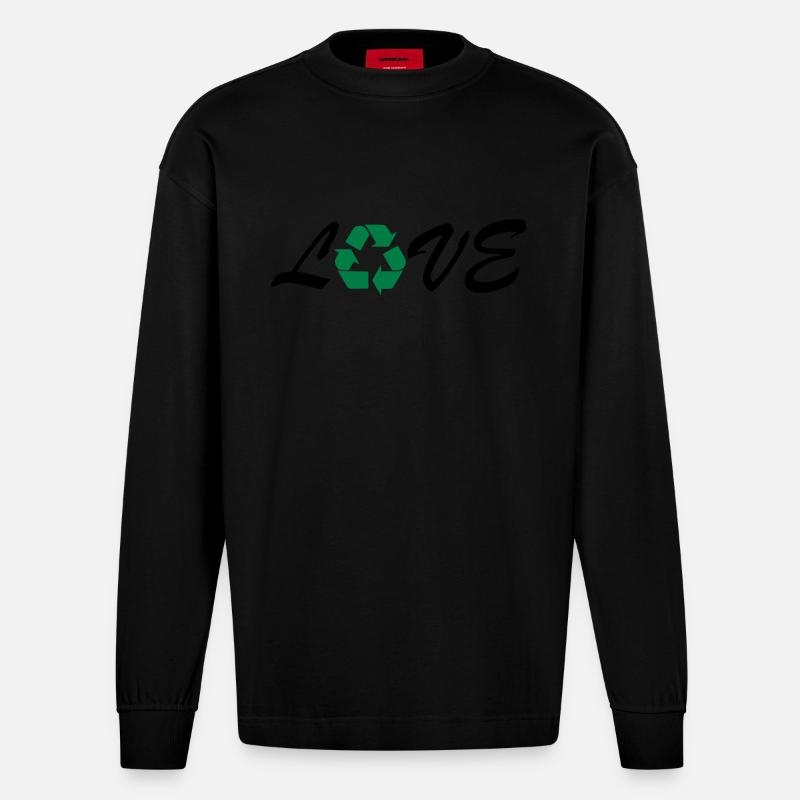 recycling - Heavyweight Oversized Organic Langarmshirt Made in EU - SOLID BLACK
