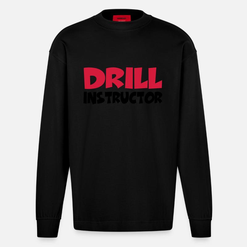 Drill Instructor - Heavyweight Oversized Organic Langarmshirt Made in EU - SOLID BLACK