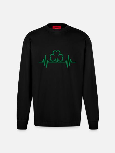 Shamrock - Heavyweight Oversized Organic Longsleeve Shirt Made in EU - SOLID BLACK