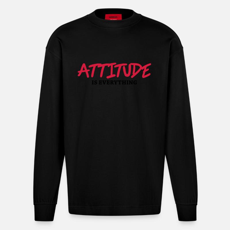 Attitude is everything - Heavyweight Oversized Organic Langarmshirt Made in EU - SOLID BLACK