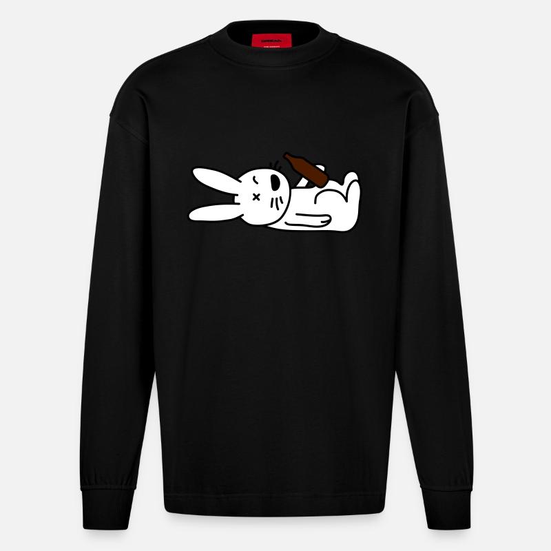 drunken_bunny - Manches longues bio épais oversize fabriqué en UE - SOLID BLACK