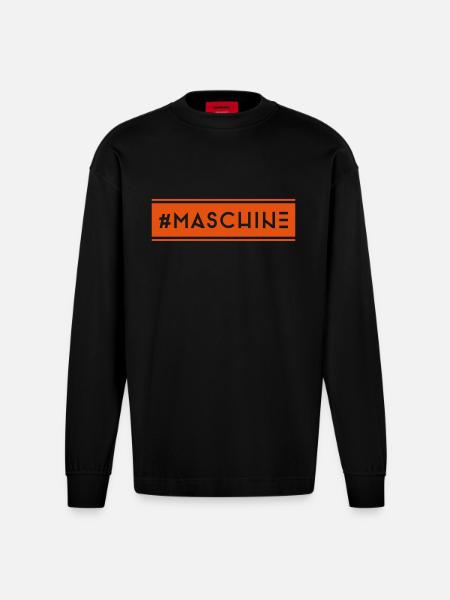 #Maschine - Heavyweight Oversized Organic Langarmshirt Made in EU - SOLID BLACK