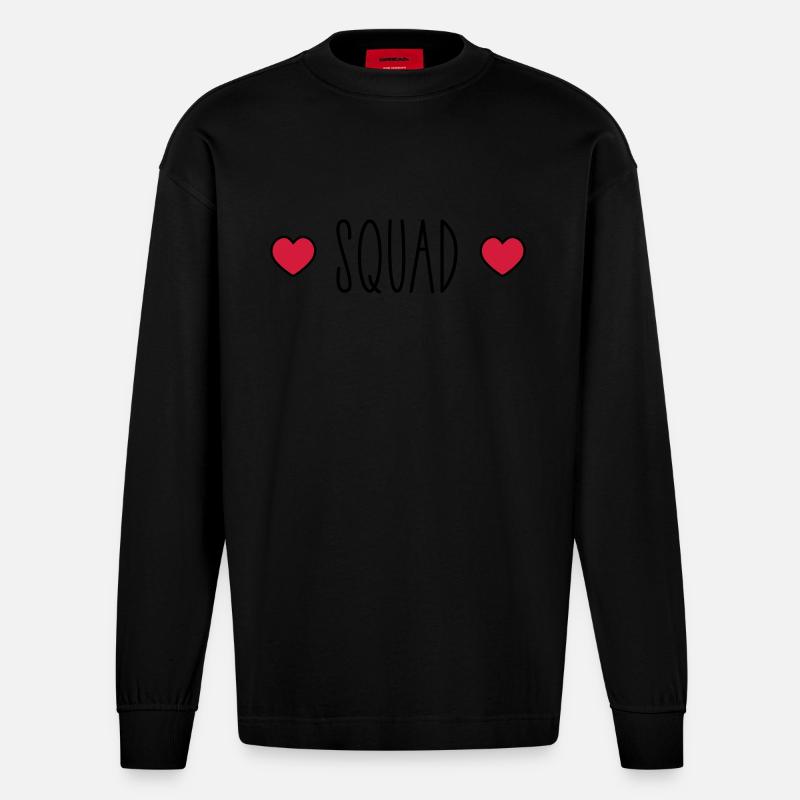 Squad Heart - Heavyweight Oversized Organic Longsleeve Shirt Made in EU - SOLID BLACK