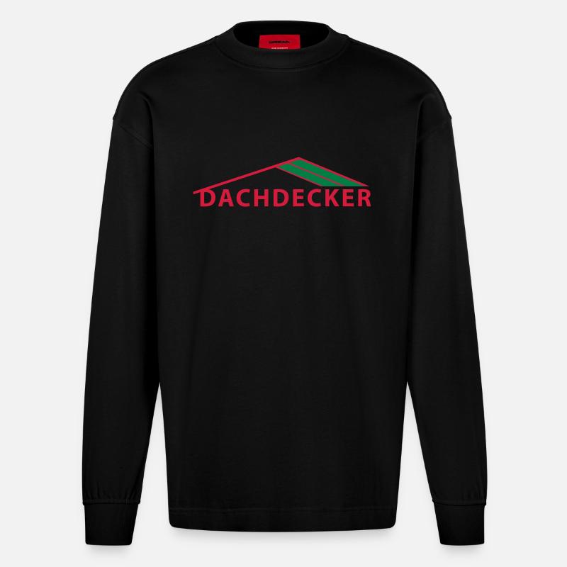 dachdecker_2 - Heavyweight Oversized Organic Langarmshirt Made in EU - SOLID BLACK