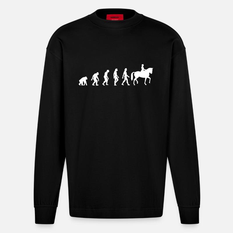 L'évolution de l'équitation - Manches longues bio épais oversize fabriqué en UE - SOLID BLACK