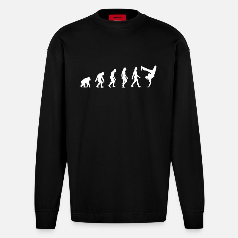 L'évolution du breakdancing - Manches longues bio épais oversize fabriqué en UE - SOLID BLACK