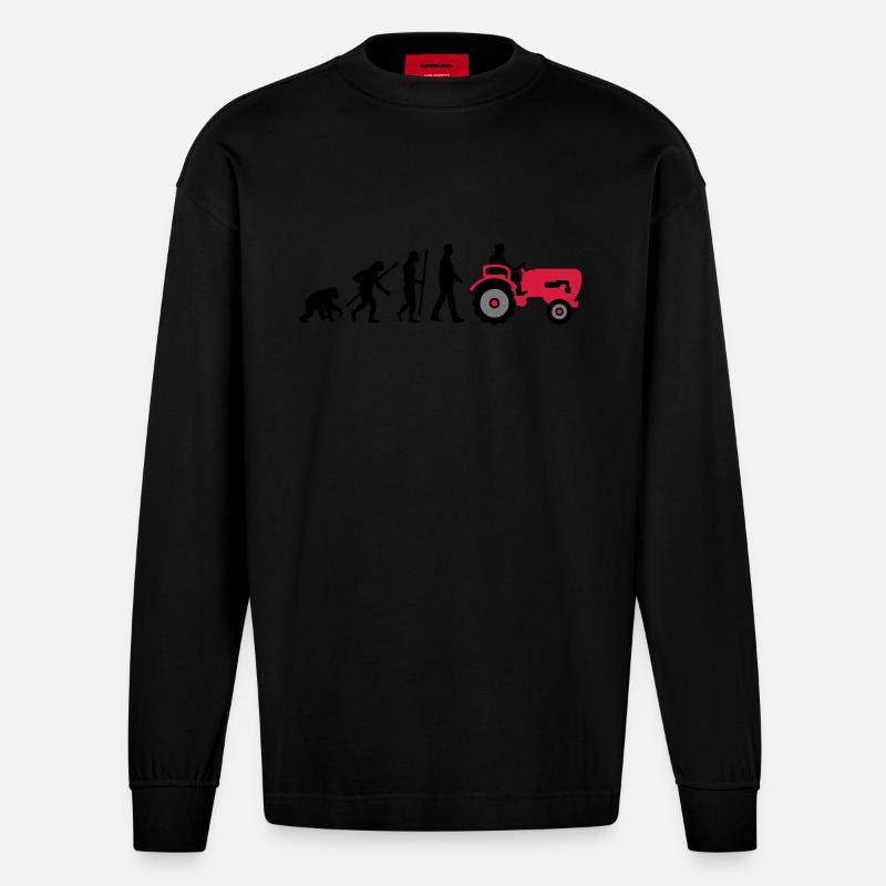 evolution_bauer_mit_traktor_032013_a_3c - Heavyweight Oversized Organic Langarmshirt Made in EU - SOLID BLACK