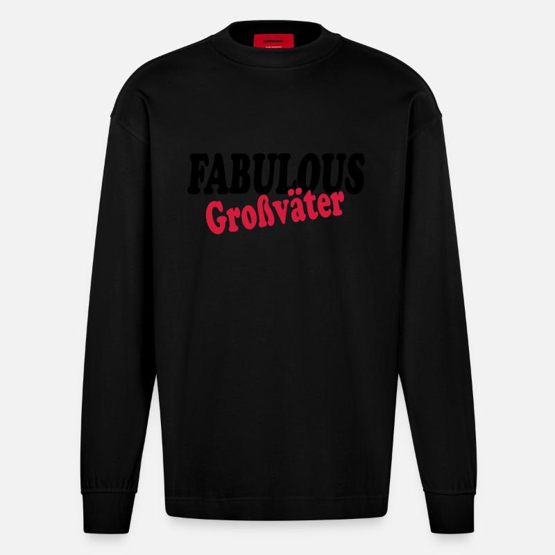 Fabelhafte Großväter - Heavyweight Oversized Organic Langarmshirt Made in EU - SOLID BLACK