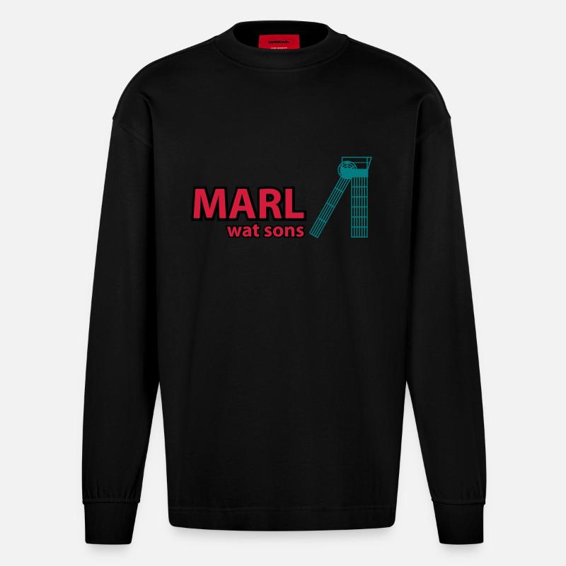 marl - Heavyweight Oversized Organic Langarmshirt Made in EU - SOLID BLACK
