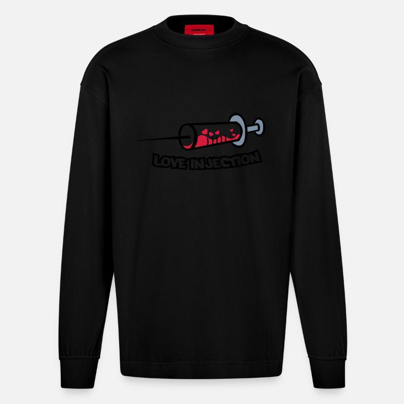 spritze_love_injection2 - Heavyweight Oversized Organic Langarmshirt Made in EU - SOLID BLACK