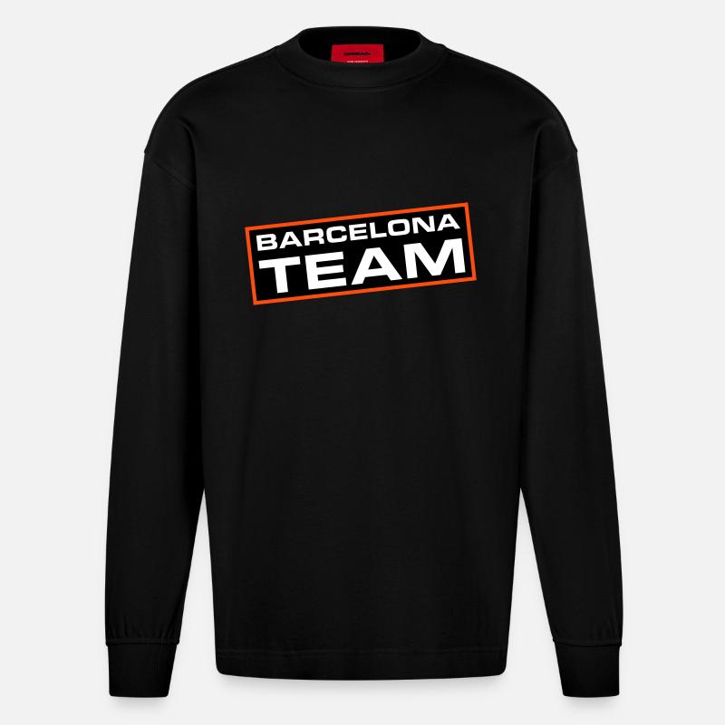 Barcelona Team - Heavyweight Oversized Organic Langarmshirt Made in EU - SOLID BLACK