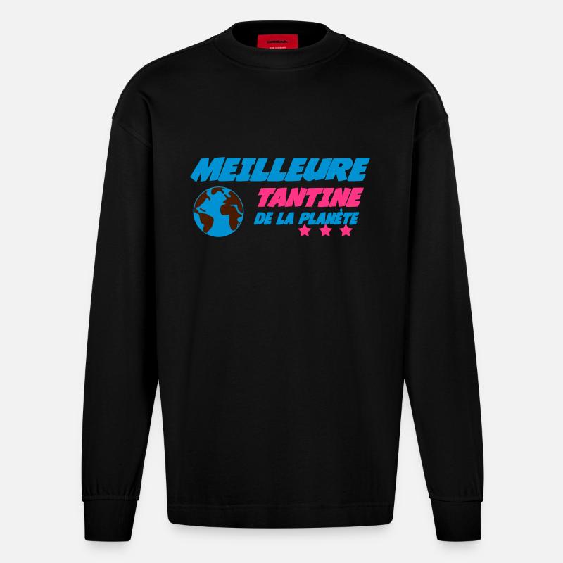 Meilleure TANTINE de la planète - Manches longues bio épais oversize fabriqué en UE - SOLID BLACK