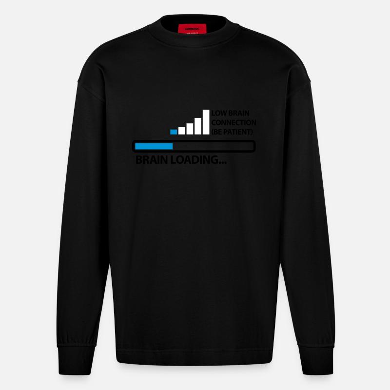 low_brain_connetion_loading_3c - Manches longues bio épais oversize fabriqué en UE - SOLID BLACK